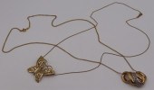 JEWELRY. (2) 14KT GOLD PENDANT