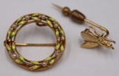 JEWELRY. (2) 14KT GOLD PINS IN
