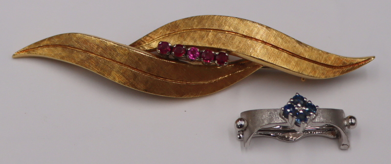 JEWELRY. (2) 18KT GOLD AND GEM