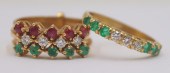 JEWELRY. (2) 18KT GOLD, DIAMON