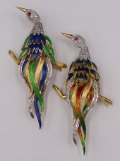 JEWELRY. (2) 18KT GOLD, ENAMEL