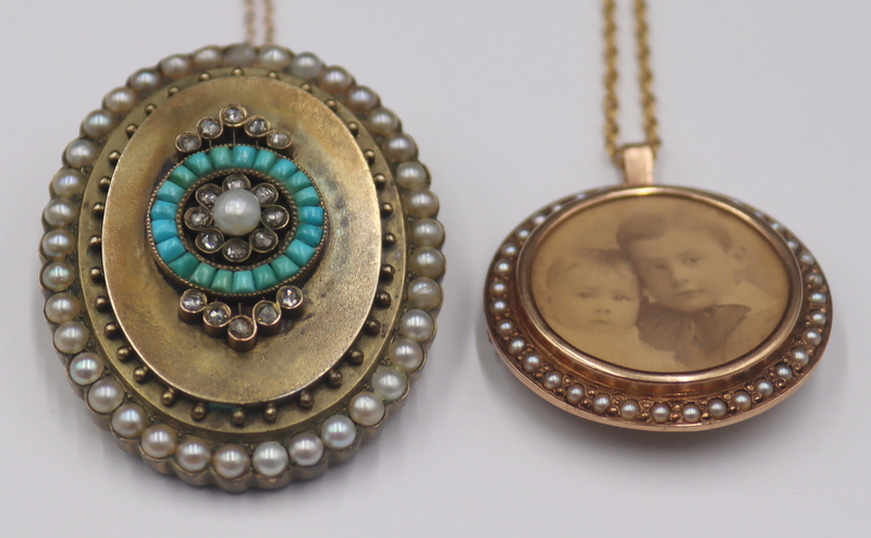 JEWELRY. (2) ANTIQUE GOLD LOCKETS