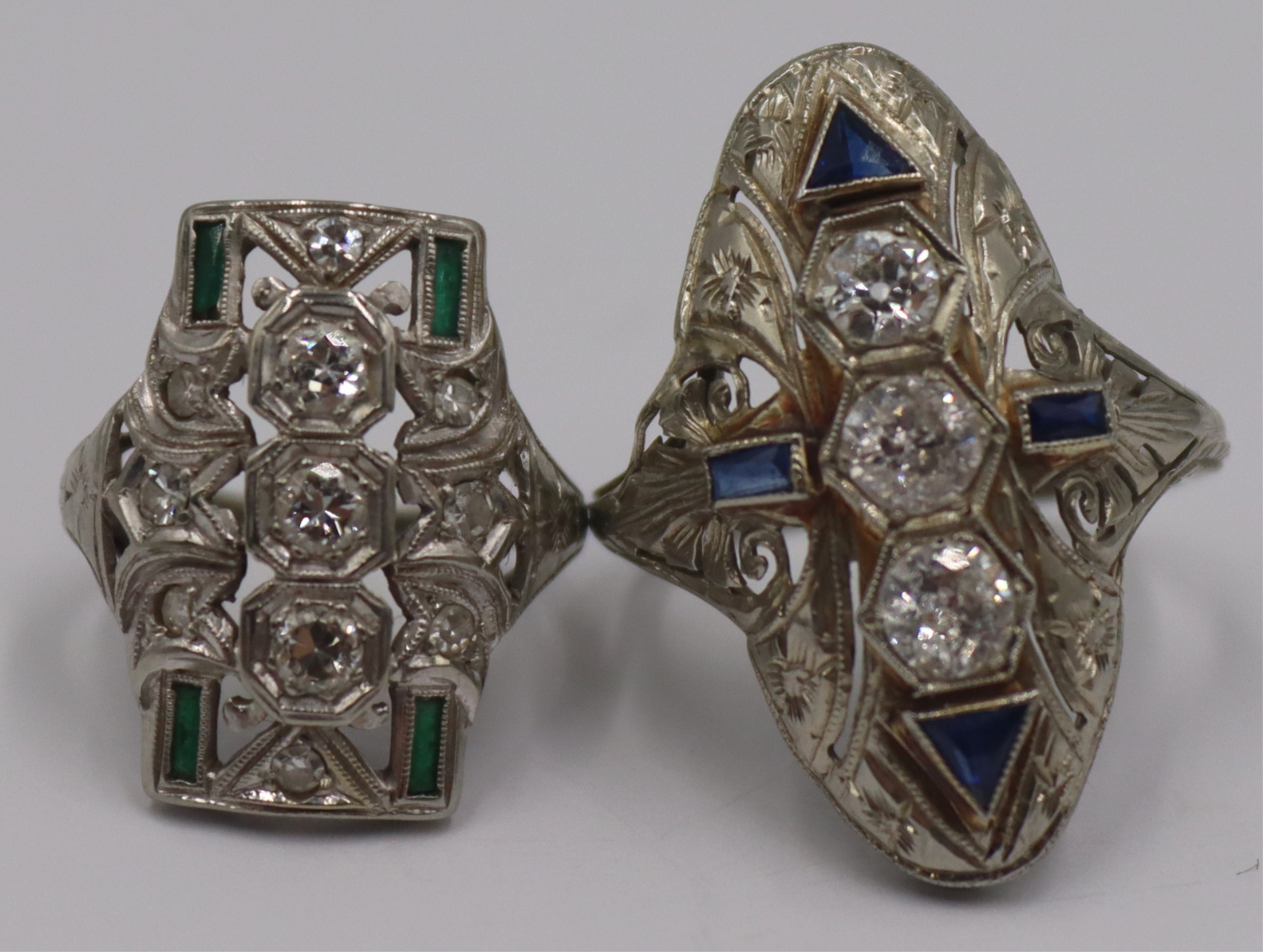 JEWELRY. (2) ART DECO DIAMOND &