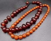 JEWELRY. (2) CHINESE AMBER NEC