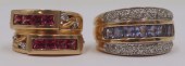 JEWELRY. (2) COLORED GEM AND D