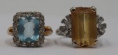 JEWELRY. (2) COLORED GEM AND D