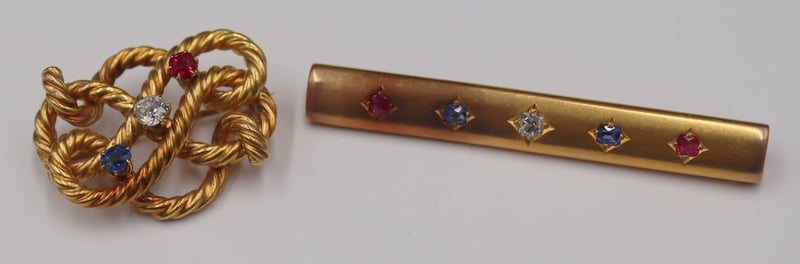 JEWELRY. (2) DIAMOND, SAPPHIRE