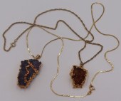 JEWELRY. (2) GEODE PENDANTS AN