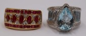 JEWELRY. (2) GOLD, COLORED GEM