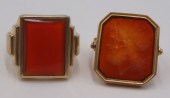 JEWELRY. (2) GOLD MOUNTED CARN