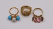 JEWELRY. (2) GOLD TASSEL RINGS