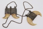 JEWELRY. (2) INDIAN TIGER CLAW