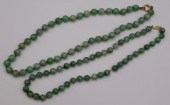 JEWELRY. (2) JADE BEADED NECKL