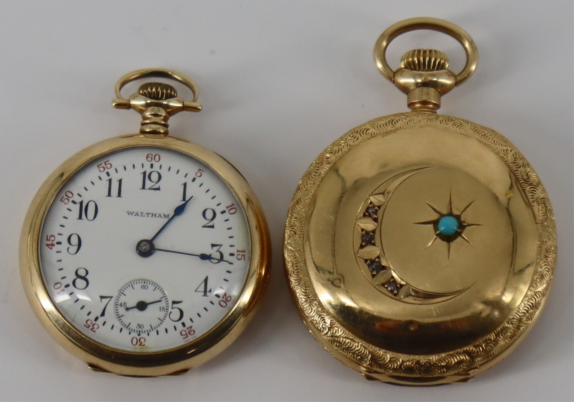 JEWELRY. (2) LADY'S WALTHAM 14KT