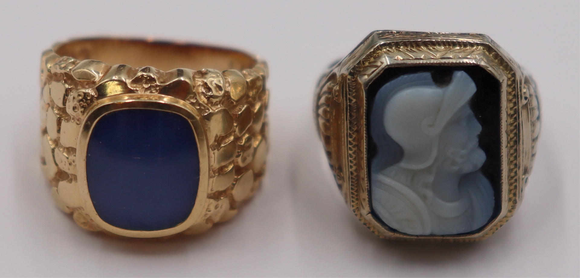 JEWELRY. (2) MEN'S 14KT GOLD RINGS.