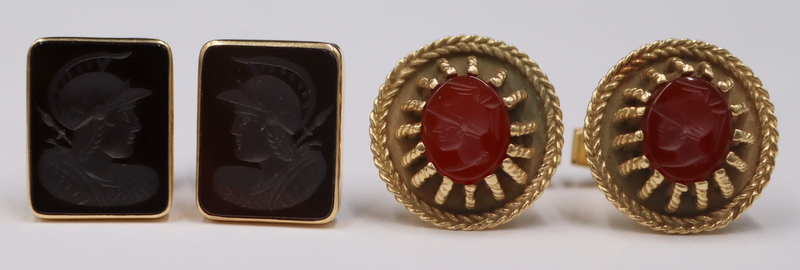 JEWELRY. (2) PAIR OF 14KT GOLD