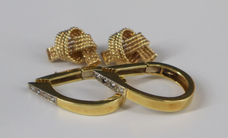 JEWELRY. (2) PAIR OF GOLD EARRINGS.
