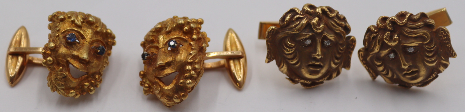JEWELRY. (2) PAIR OF GOLD MASK