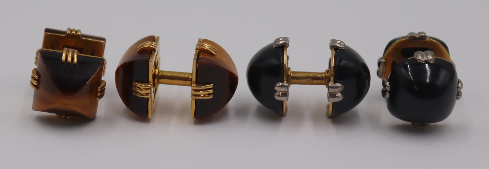 JEWELRY. (2) PAIR OF MEN'S 18KT