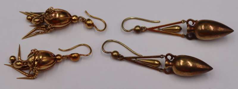 JEWELRY. (2) PAIR OF VICTORIAN 14KT