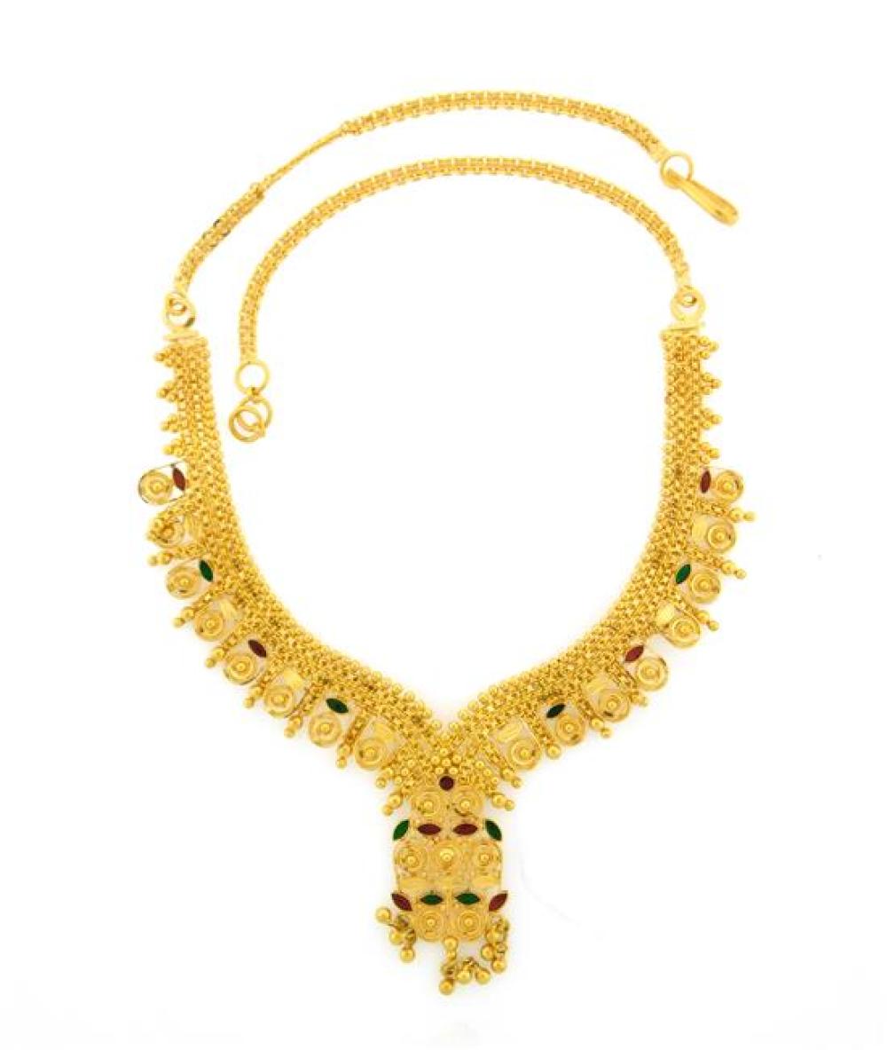JEWELRY: 21K GOLD AND ENAMEL