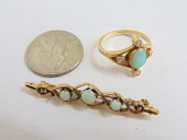 JEWELRY. 2PC, 14K GOLD OPAL &