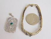 JEWELRY. 2PC, 14K WHITE GOLD D