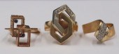 JEWELRY. (3) 14KT GOLD AND DIA