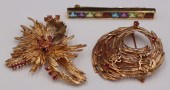 JEWELRY. (3) 14KT GOLD AND COL