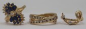 JEWELRY. (3) 14KT GOLD AND DIA