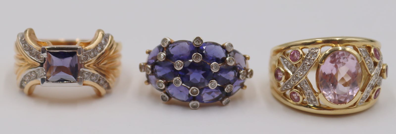 JEWELRY. (3) 14KT GOLD, COLORED