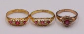 JEWELRY. (3) 14KT GOLD DIAMOND