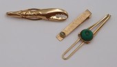 JEWELRY. (3) 14KT GOLD TIE BAR