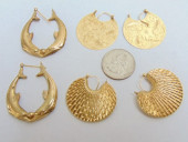 JEWELRY. (3) 14KT PAIRS OF GOL