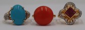 JEWELRY. (3) 18KT GOLD STATEME