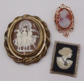 JEWELRY. (3) ANTIQUE CARVED CA
