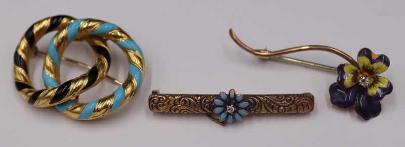 JEWELRY. (3) ASSORTED GOLD AND