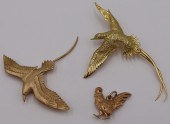 JEWELRY. (3) ASSORTED GOLD BIR