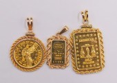 JEWELRY. (3) ASSORTED GOLD BUL