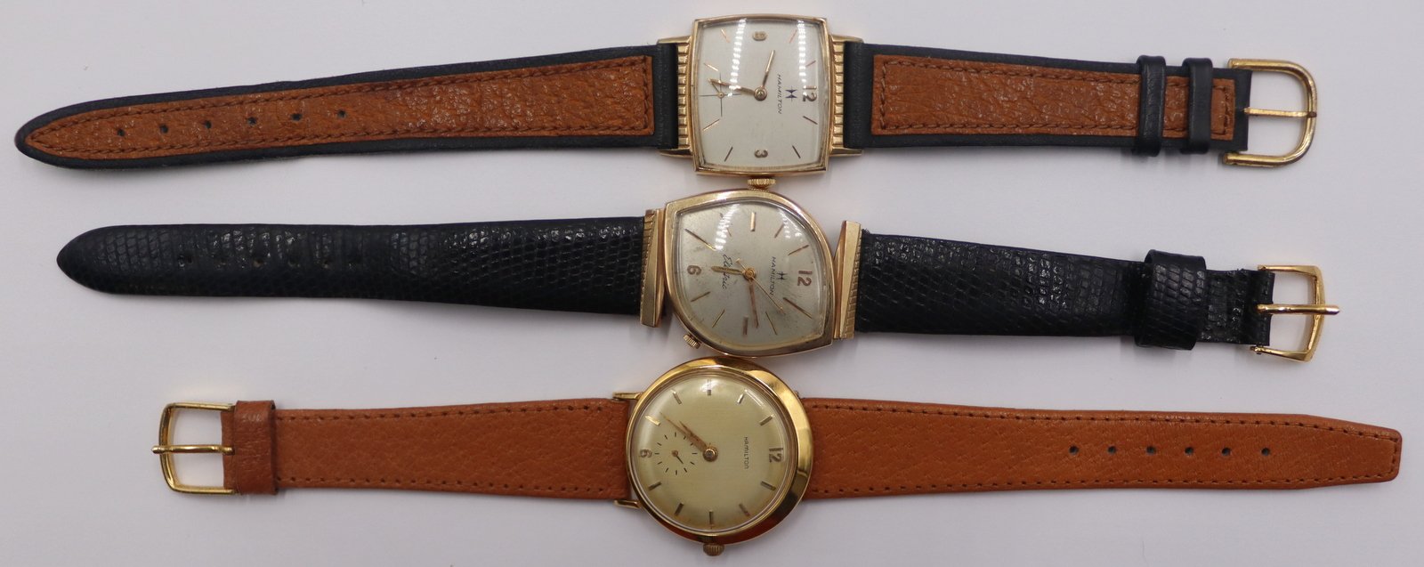 JEWELRY. (3) MEN'S VINTAGE HAMILTON