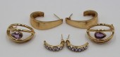 JEWELRY. (3) PAIR OF 14KT GOLD
