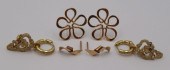 JEWELRY. (3) PAIRS OF 18KT AND