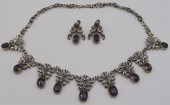 JEWELRY. 3 PC. SILVER AND COLO