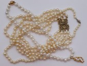 JEWELRY. (3) PEARL NECKLACE IN