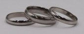 JEWELRY. (3) PLATINUM BAND RIN