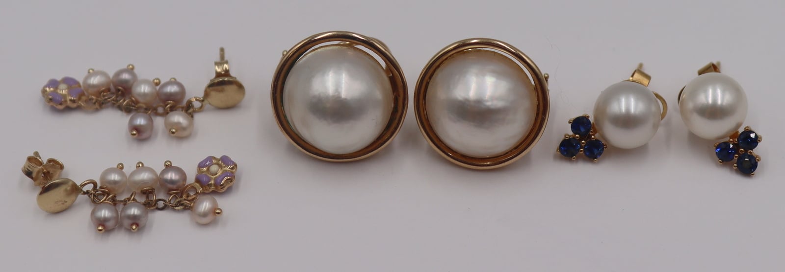 JEWELRY. (3) PR. 14KT GOLD AND