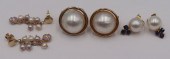 JEWELRY. (3) PR. 14KT GOLD AND