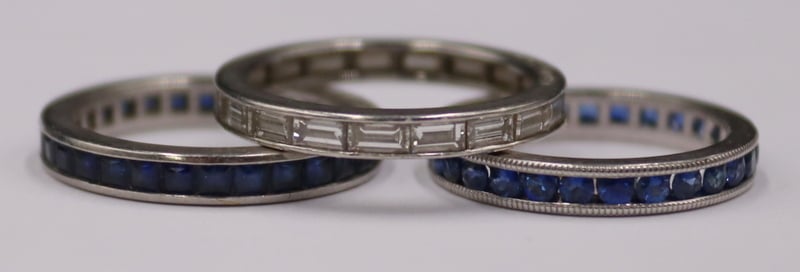 JEWELRY. (3) SIGNED PLATINUM