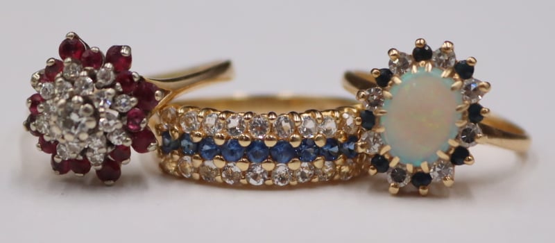 JEWELRY. (3) VINTAGE 14KT GOLD,