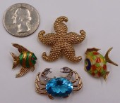 JEWELRY. (4) 18KT AND 14KT GOL